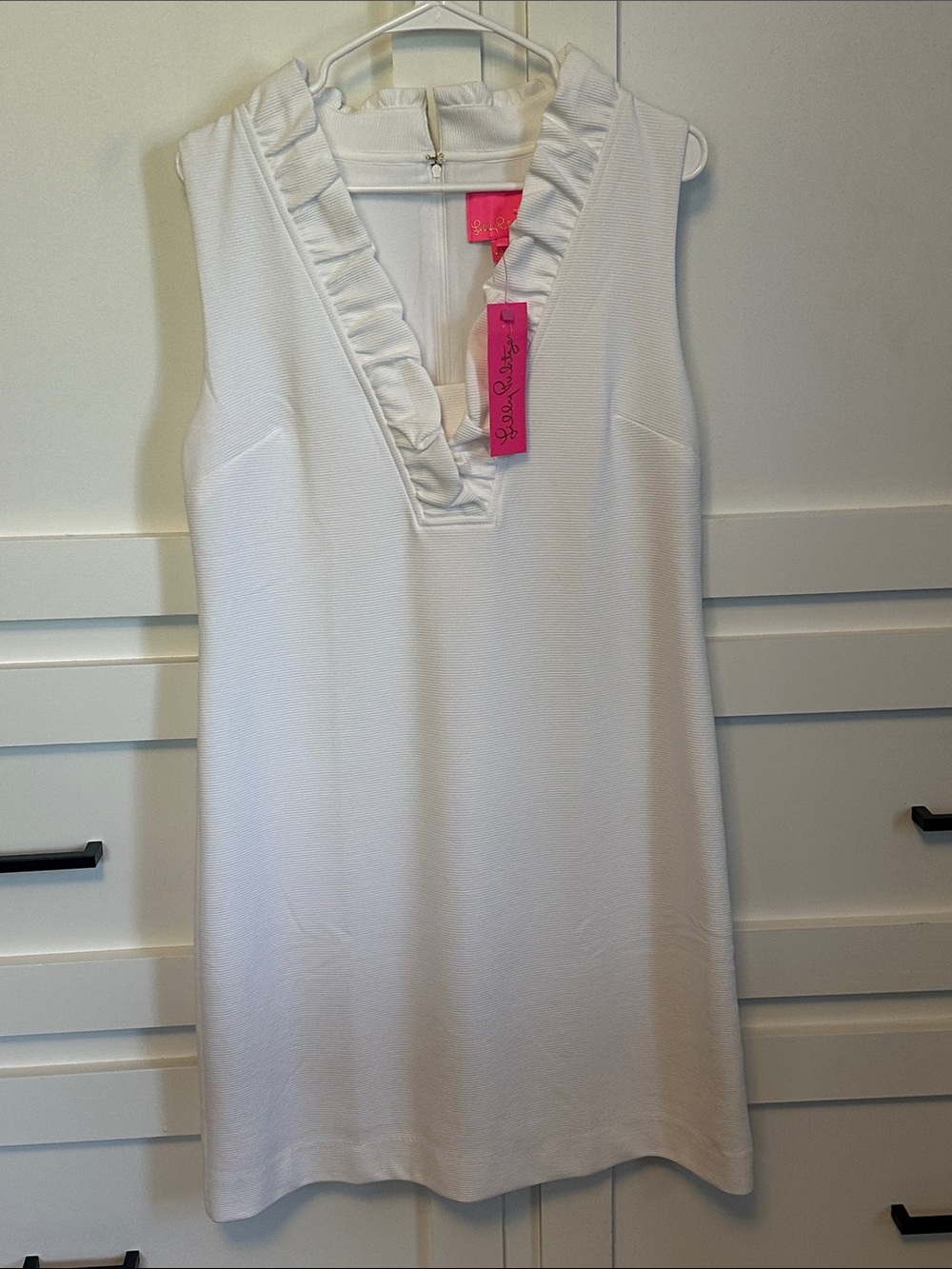 NWT Lilly Pulitzer White Ruffle V-Neck Mini Dress